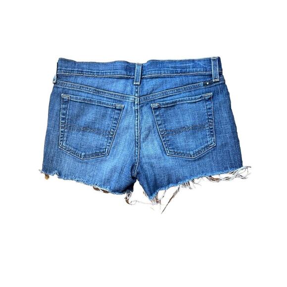 Lucky Brand The Roll Up Cut Off Jean Shorts Boho Aztec Embroidery Sz 4/27 - Picture 2 of 4
